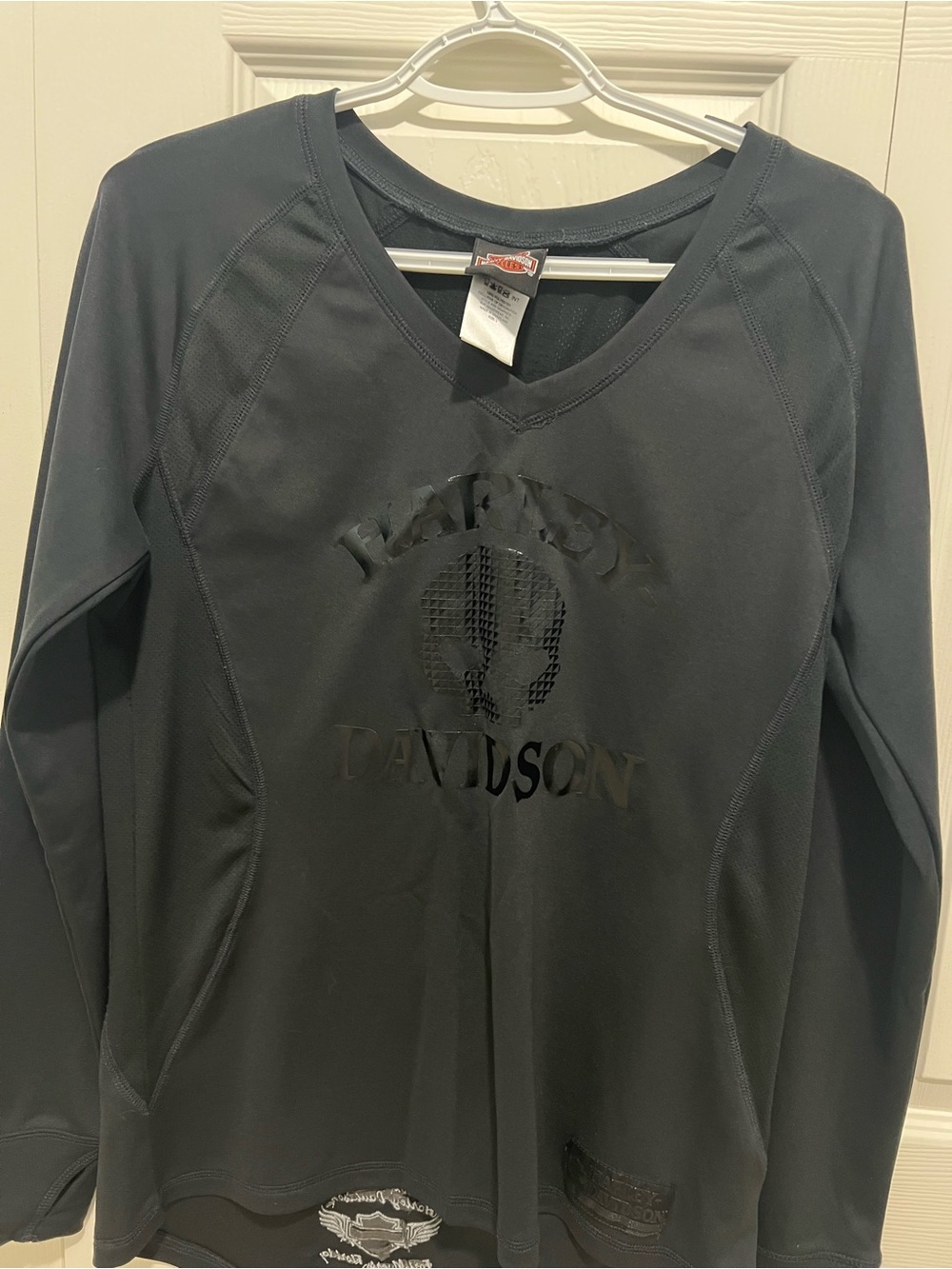 Harley-Davidson Women's Black Long-Sleeve V-Neck Performance Top